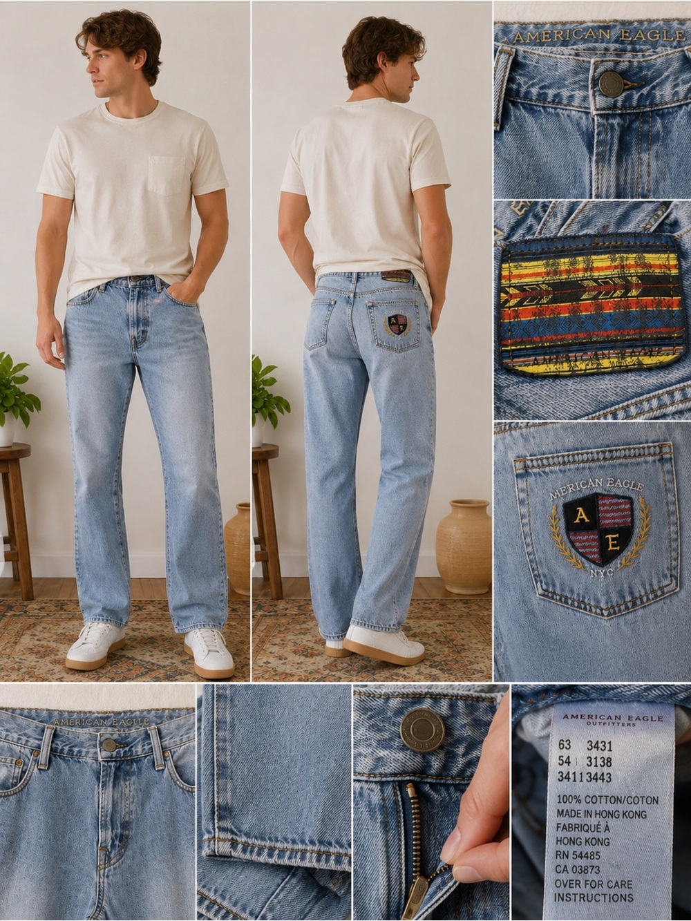 AMERICAN EAGLE VINTAGE LIGHTWASH DAD JEANS SIZE 34